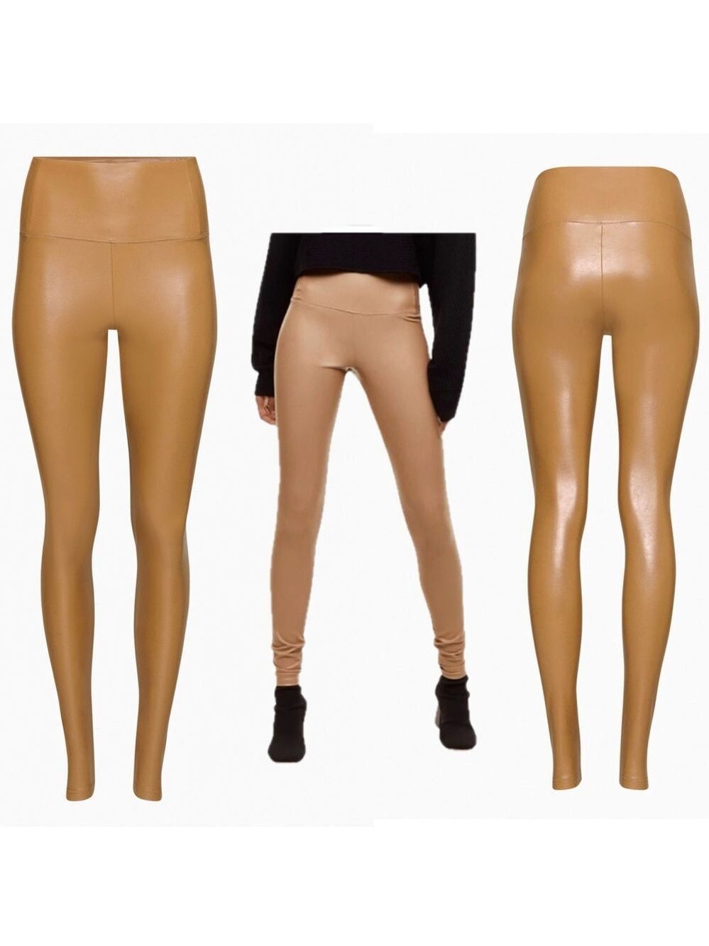 Aritzia Wilfred free camel Brown Daria legging faux leather pleather vegan Sz S